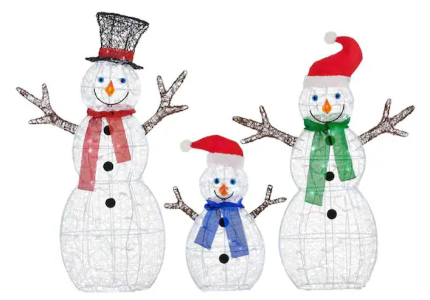Home Accents Holiday 3-Piece Icicle Shimmer LED Snowmen