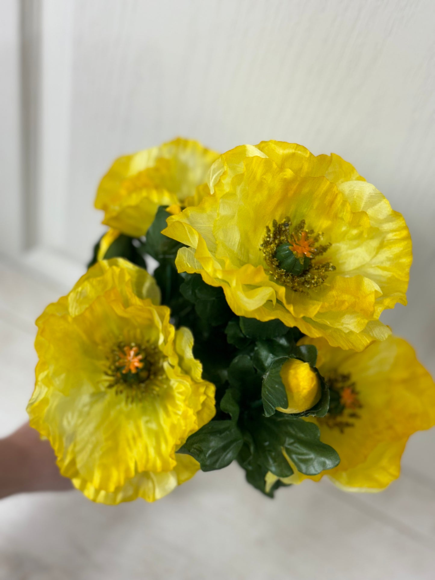 17 Inch Yellow Poppy Floral Bush