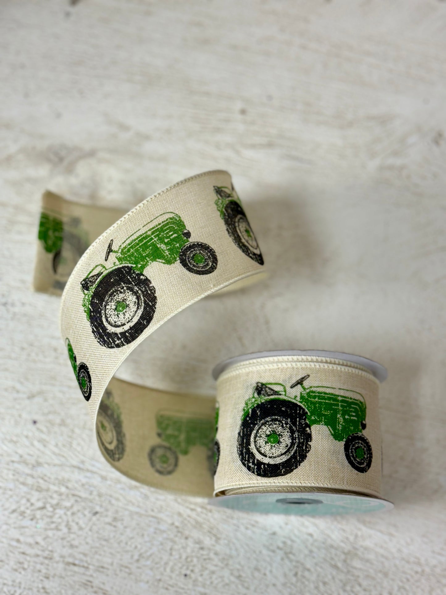 2.5 Inch By 10 Yard Green Tractor Burlap Ribbon