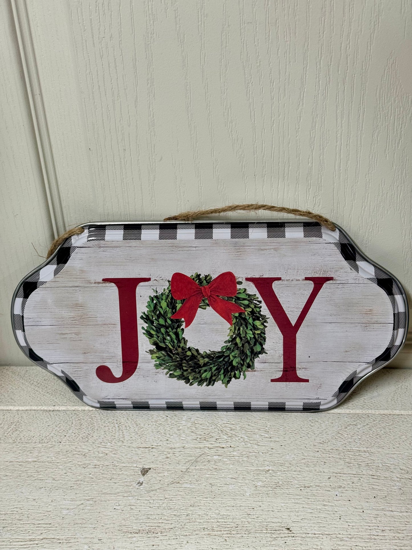 12 Inch Joy Metal Wreath Sign