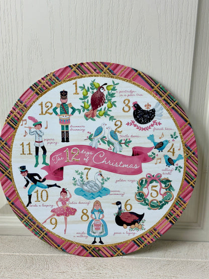 12 Inch Pastel Twelve Days Of Christmas Metal Sign