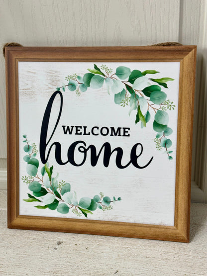 10 Inch Welcome Home Eucalyptus Wooden Sign