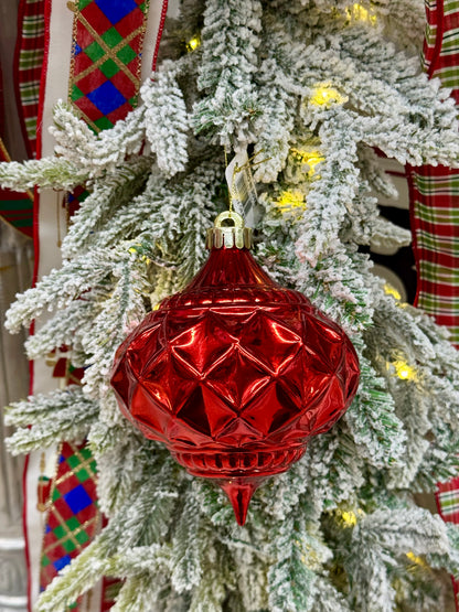 5 Inch Shiny Red Indented Onion Ornament