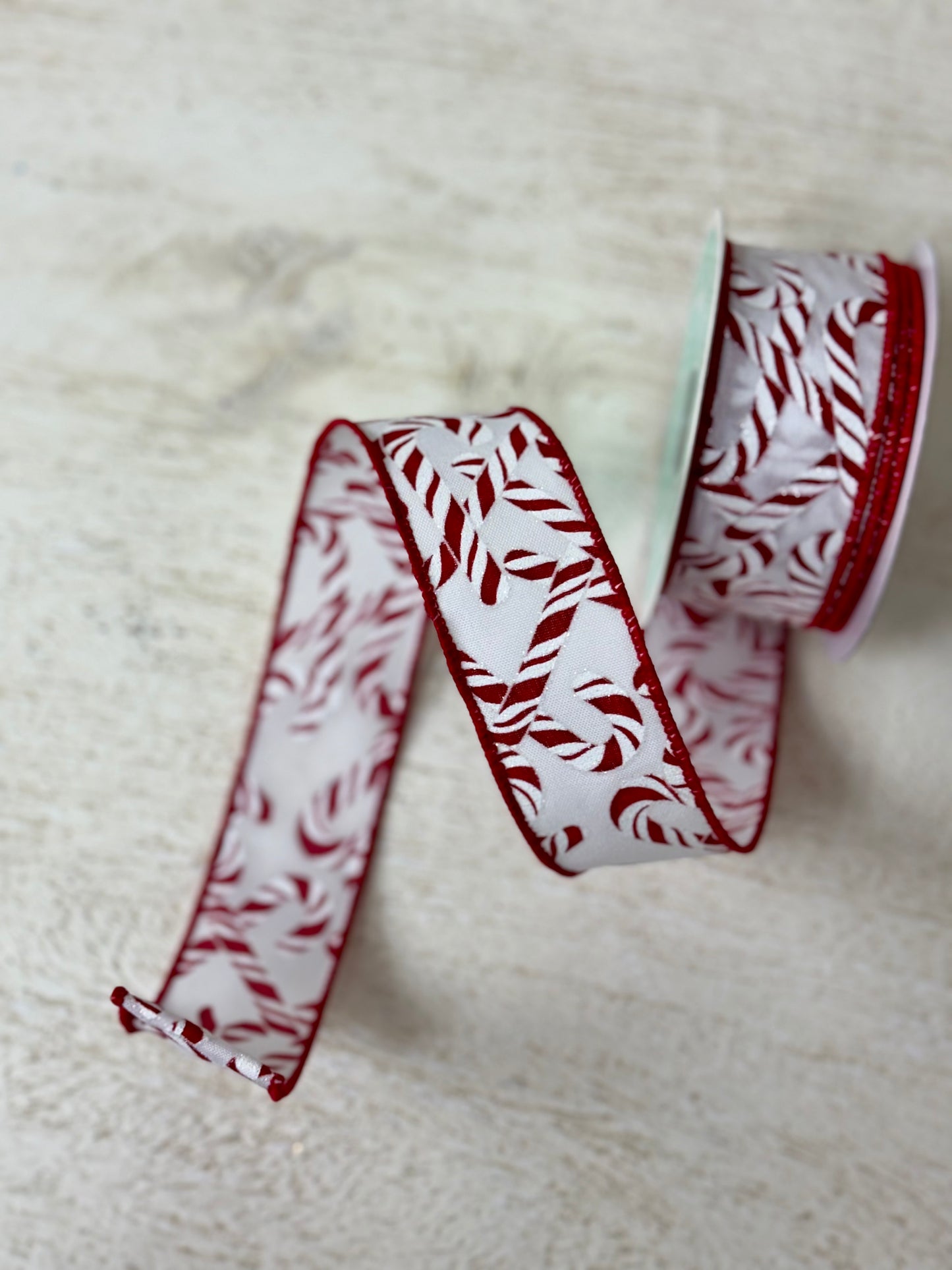 1.5 Inch By 10 Yard Red And White Candy Cane Ribbon