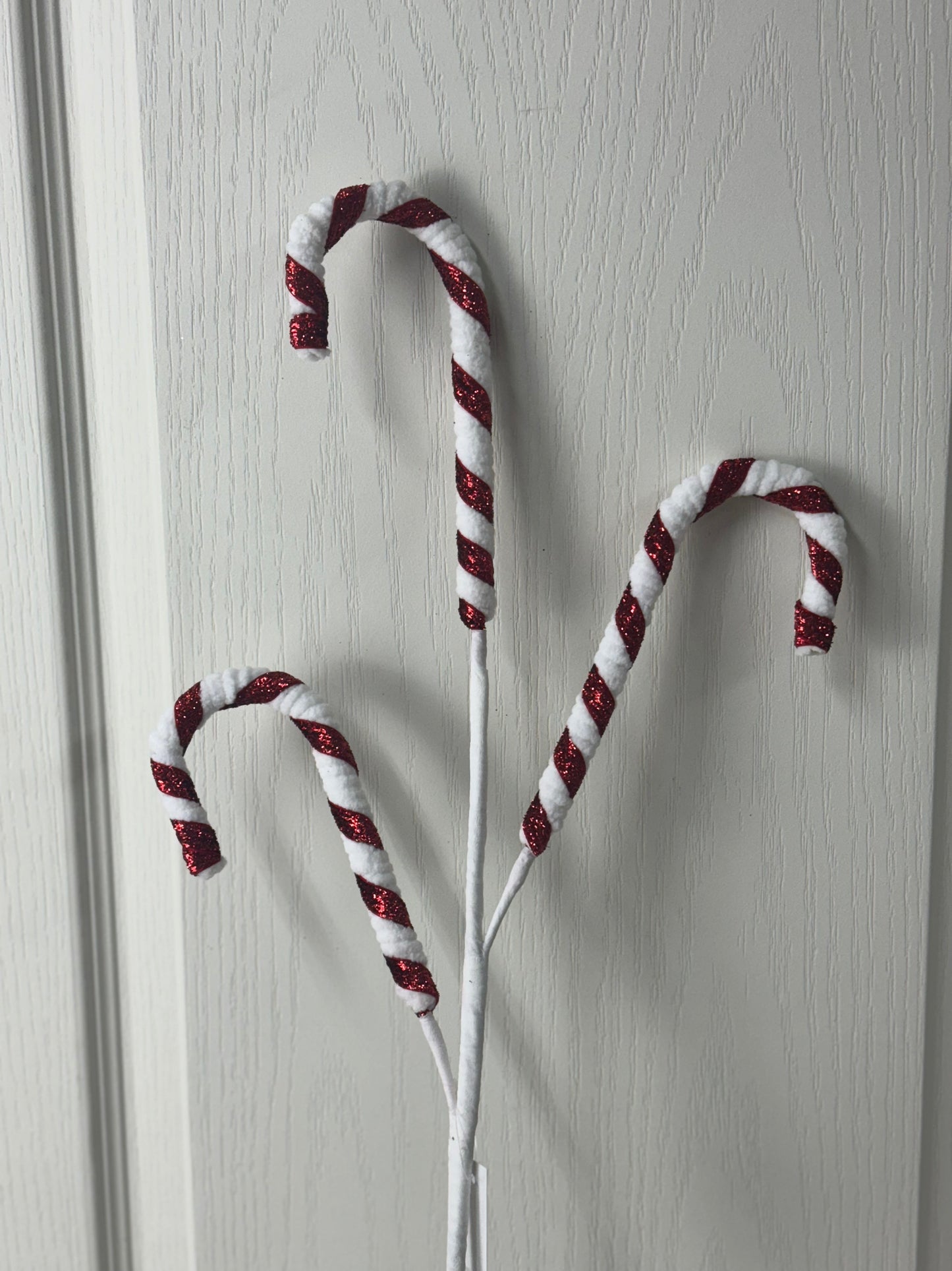 26 Inch Red And White Glitter Candy Cane Spray