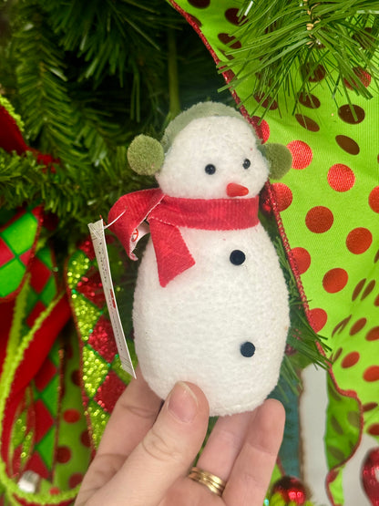 5 Inch Plush Red And Green Snowman