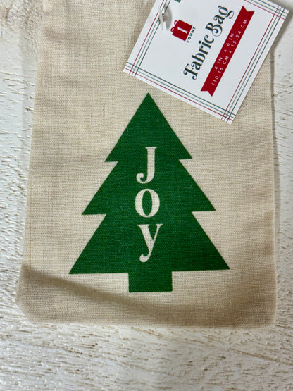 Joy Christmas Tree Fabric Gift Bag