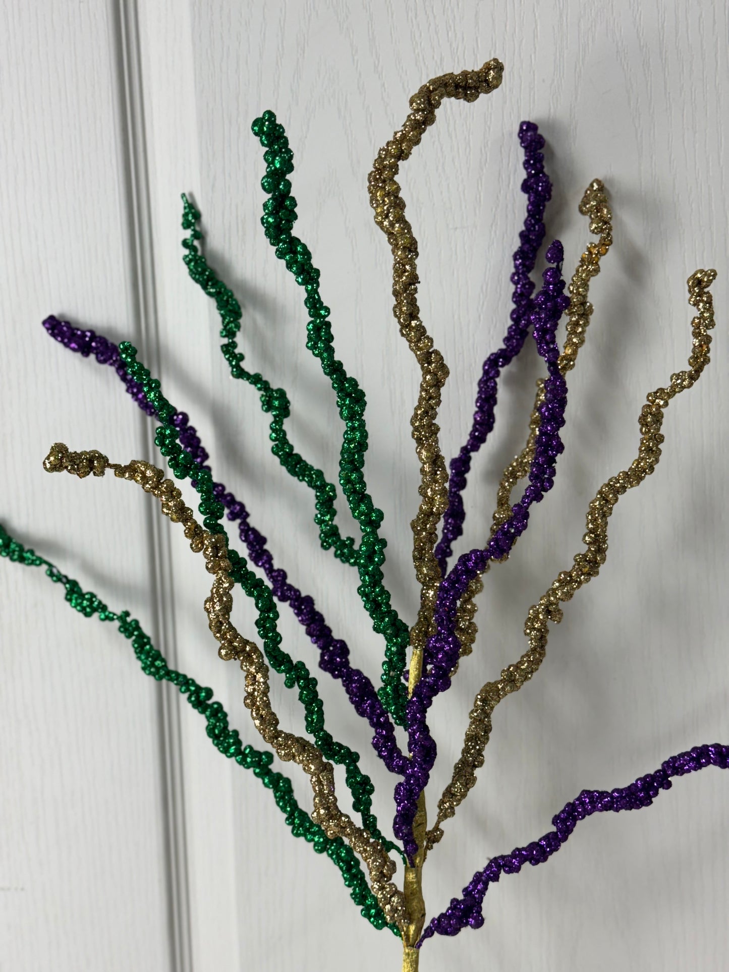 32 Inch Mardi Gras Glitter Swirl Spray