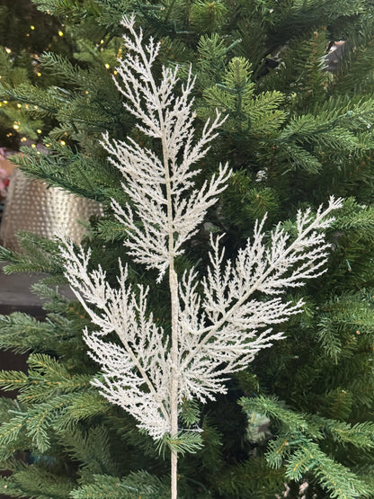 25.5 Inch White Glitz And Glam Fern Spray