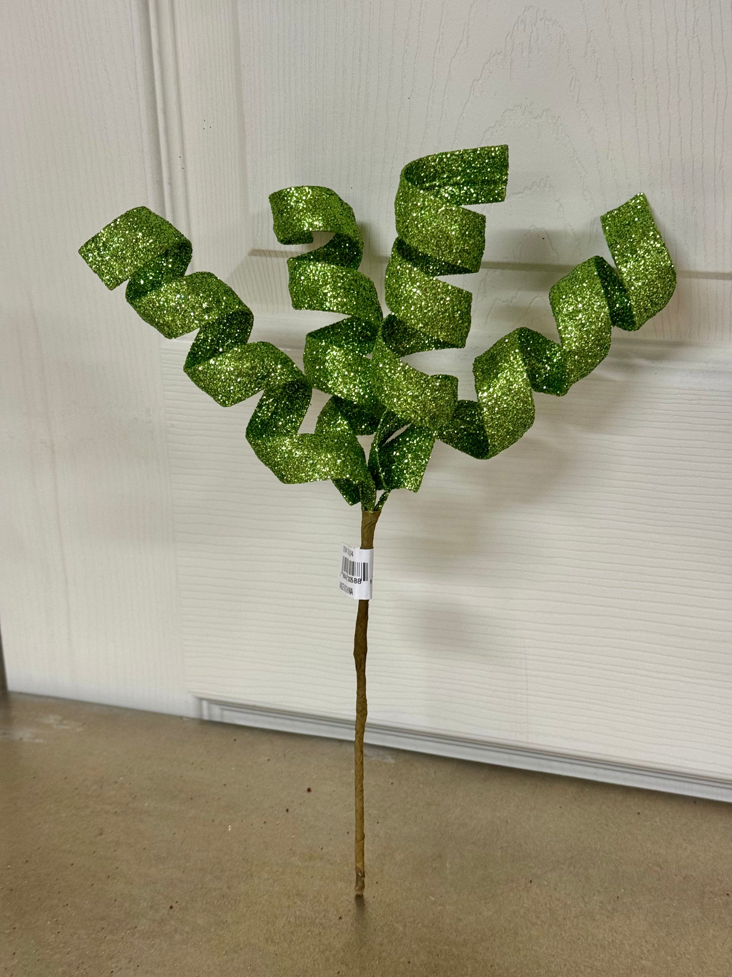 11 Inch Lime Green Glitter Curly Pick