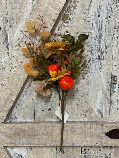 16 Inch Green And Orange Pumpkin Berry Spray