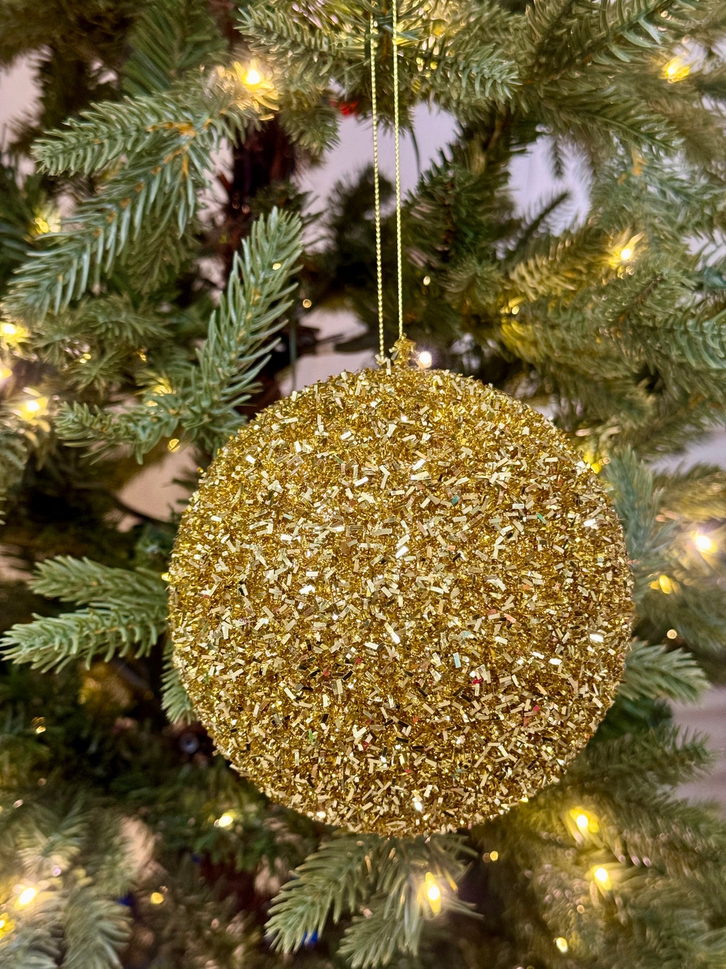 5 Inch Gold Foil Glitter Ornament Ball
