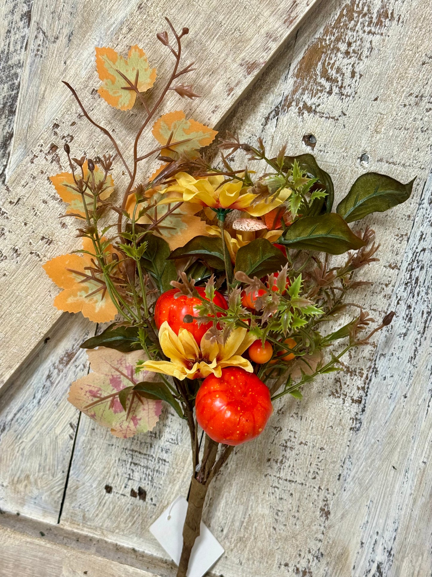 16 Inch Green And Orange Pumpkin Berry Spray