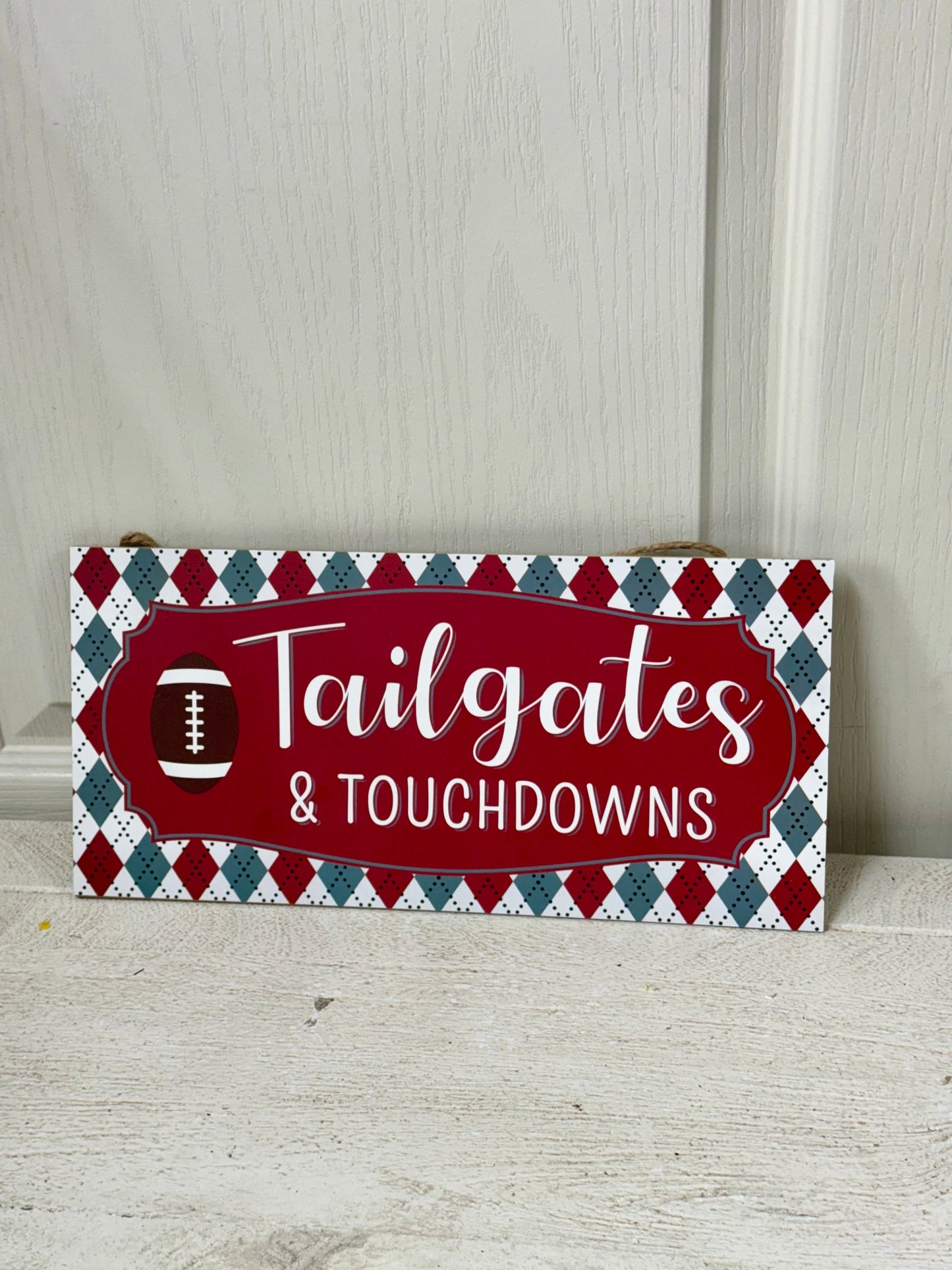 12.5 Inch Crimson Tailgates And Touchdowns Wreath Sign