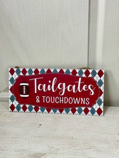 12.5 Inch Crimson Tailgates And Touchdowns Wreath Sign