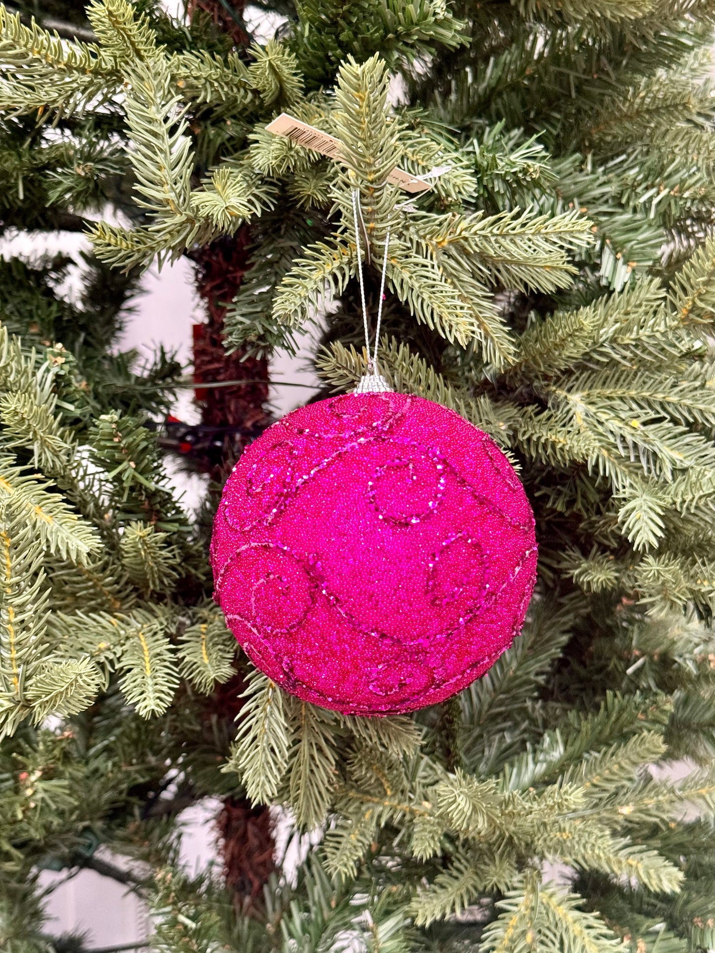 5 Inch Beauty Pink Beaded Ornament Ball