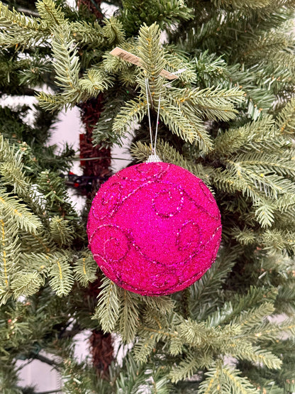 5 Inch Beauty Pink Beaded Ornament Ball