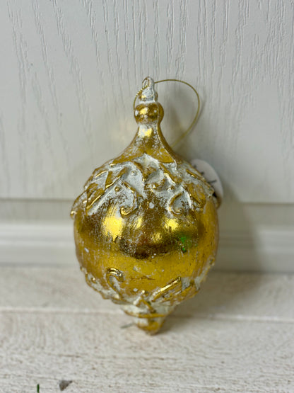 7 Inch Gold And Cream Finial Ornament