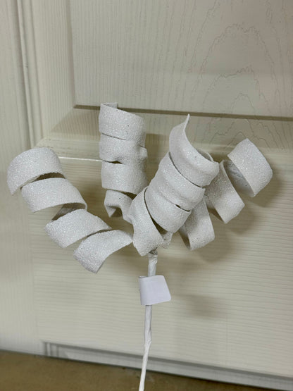 11 Inch White Glitter Curl Pick