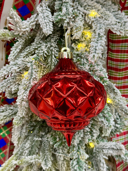 5 Inch Shiny Red Indented Onion Ornament