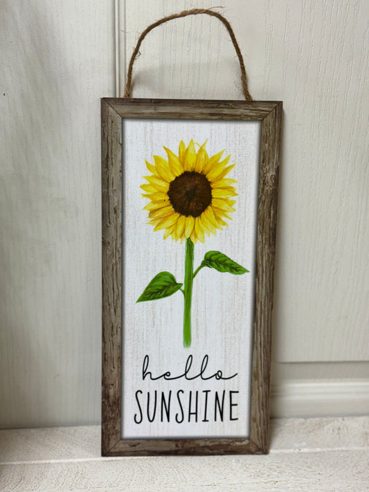 Hello Sunshine Sunflower Wood Wreath Sign