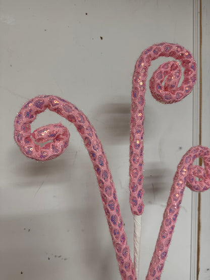 28 Inch Pink Iridescent Sequin Curly Spray