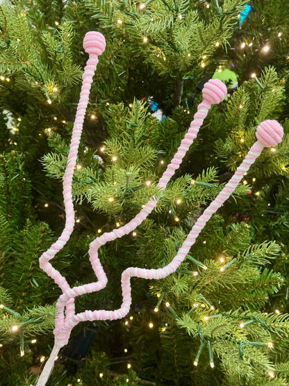 26 Inch Pink And White Chenille Curly Spray