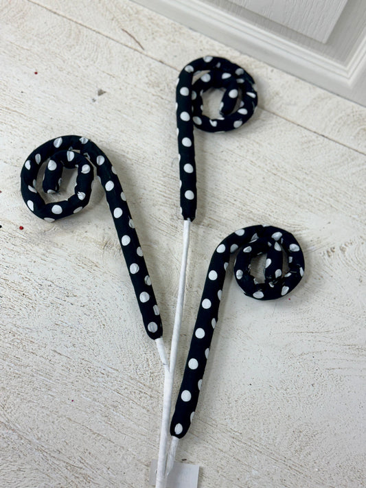 31 Inch Black And White Polka Dot Curly Fabric Spray