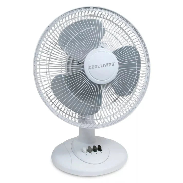 Cool Living 3 Speed Oscillating 12 Inch White Table Fan