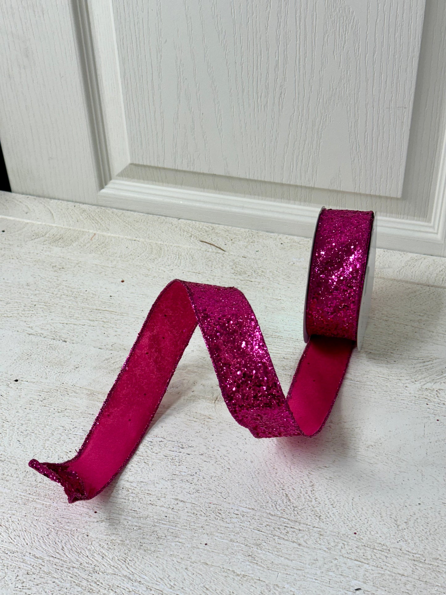 1.5 Inch By 10 Yard Fuchsia Large Glitter Ribbon