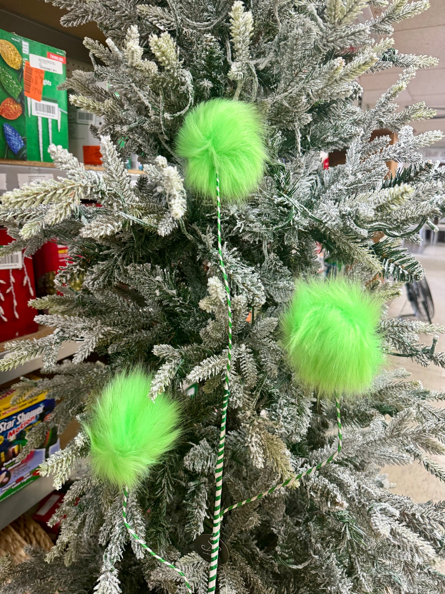 36 Inch Flurescent Green Fuzzy Ball Spray