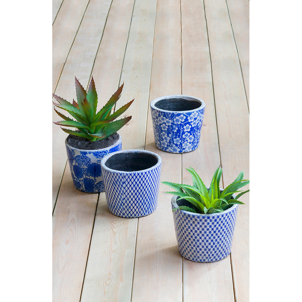 6 Inch Blue And White Terracotta Planter Four Styles