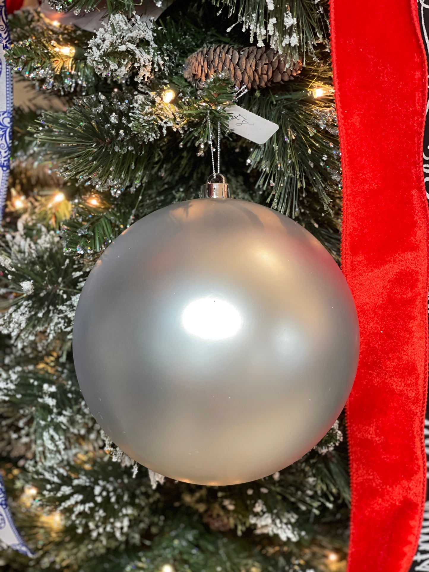 8 Inch Smooth Matte Silver Ornament Ball