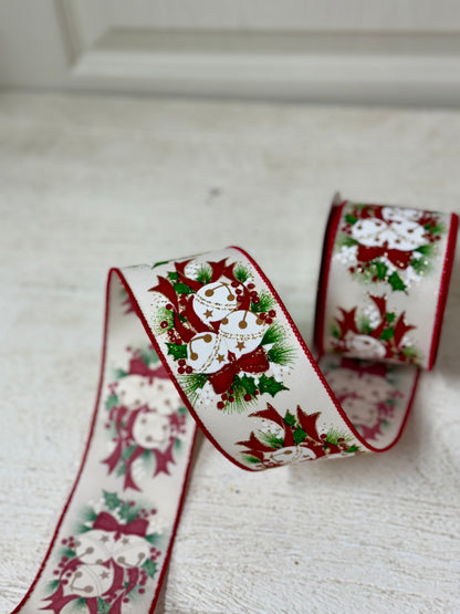 2.5 Inch By 10 Yard Jingle Bell Holly Ribbon