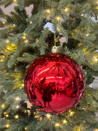 8 Inch Shiny Red Smooth Ornament Ball