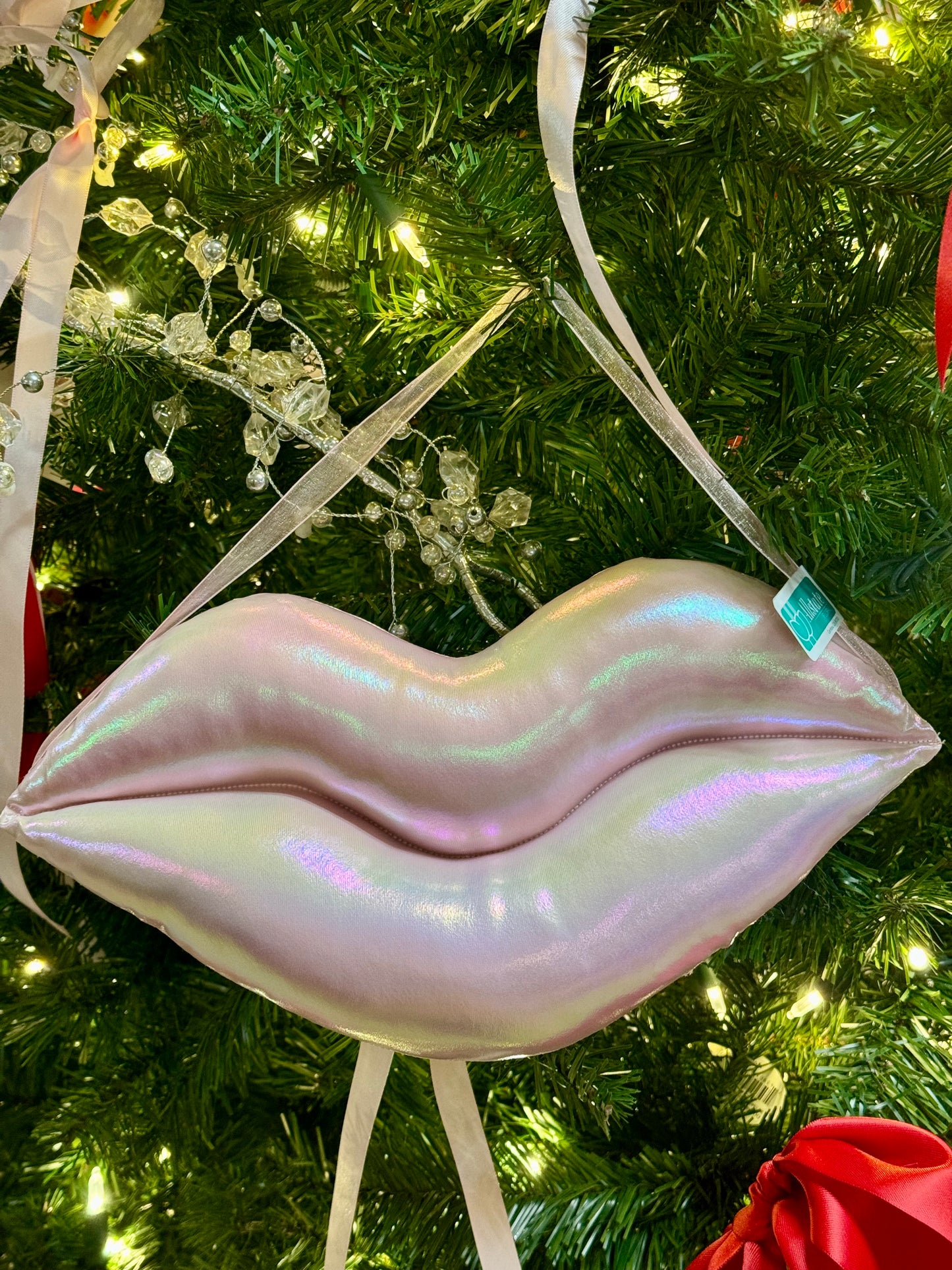 12 Inch Metallic Pink Lips Plush Ornament