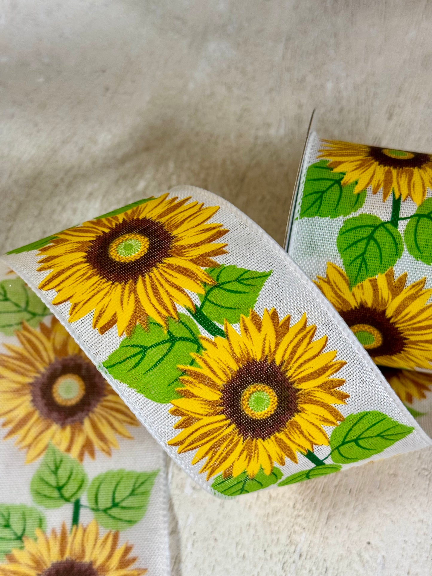 2.5 Inch By 10 Yard Yellow Linen Sunflower Ribbon