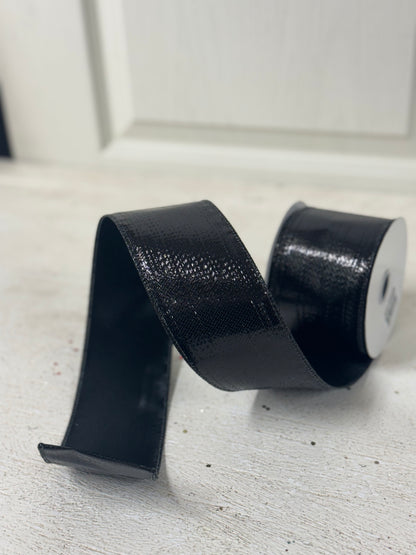 2.5 Inch By 10 Yard Black Metallic Ribbon