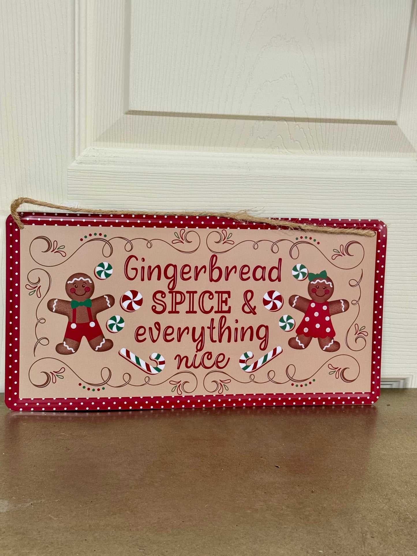 12 Inch Tan Gingerbread Spice Tin Sign