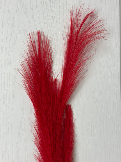 32.75 Inch Red Fabric Grass Plume Spray