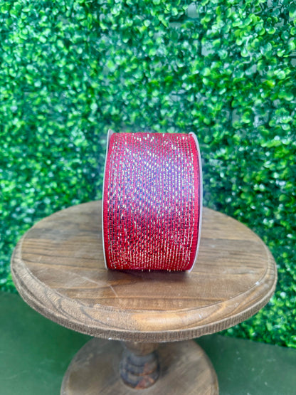 3 Inch by 20 Yards Red with Silver Glamour Designer Netting