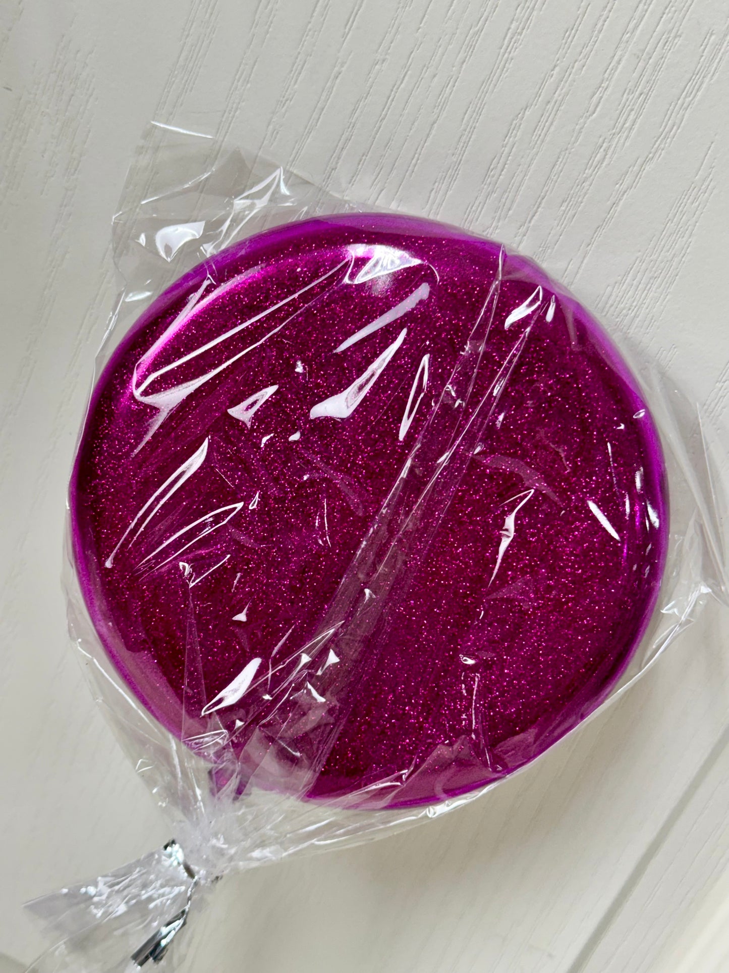 6 Inch Hot Pink Glitter Lollipop With Stick