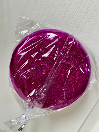 6 Inch Hot Pink Glitter Lollipop With Stick