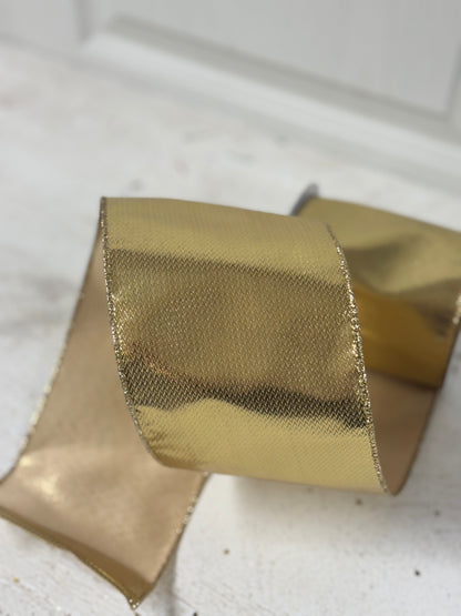 4 Inch By 10 Yard Gold Metallic Ribbon