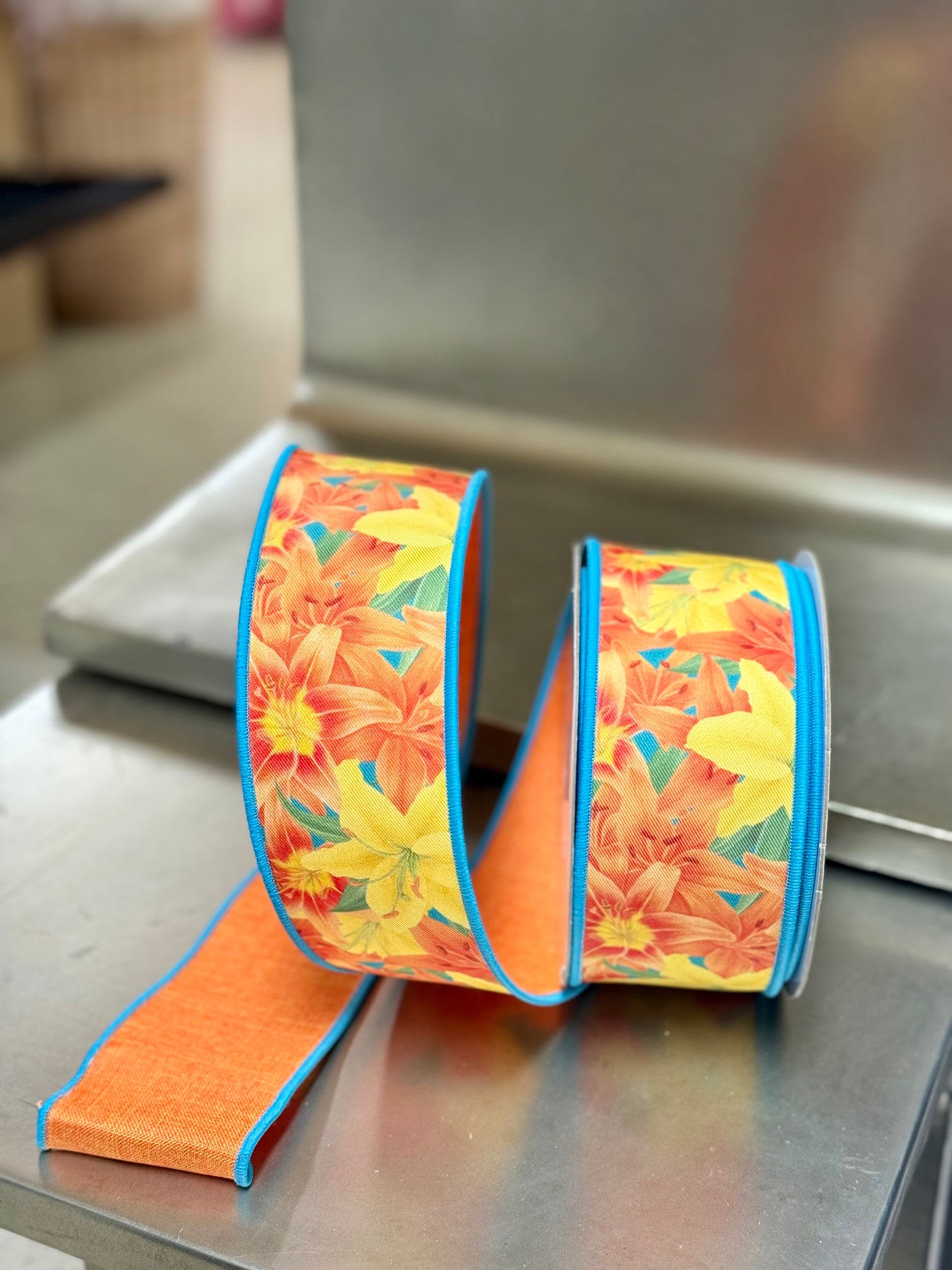 2.5 Inch By 10 Yard Lilies Fused Ribbon