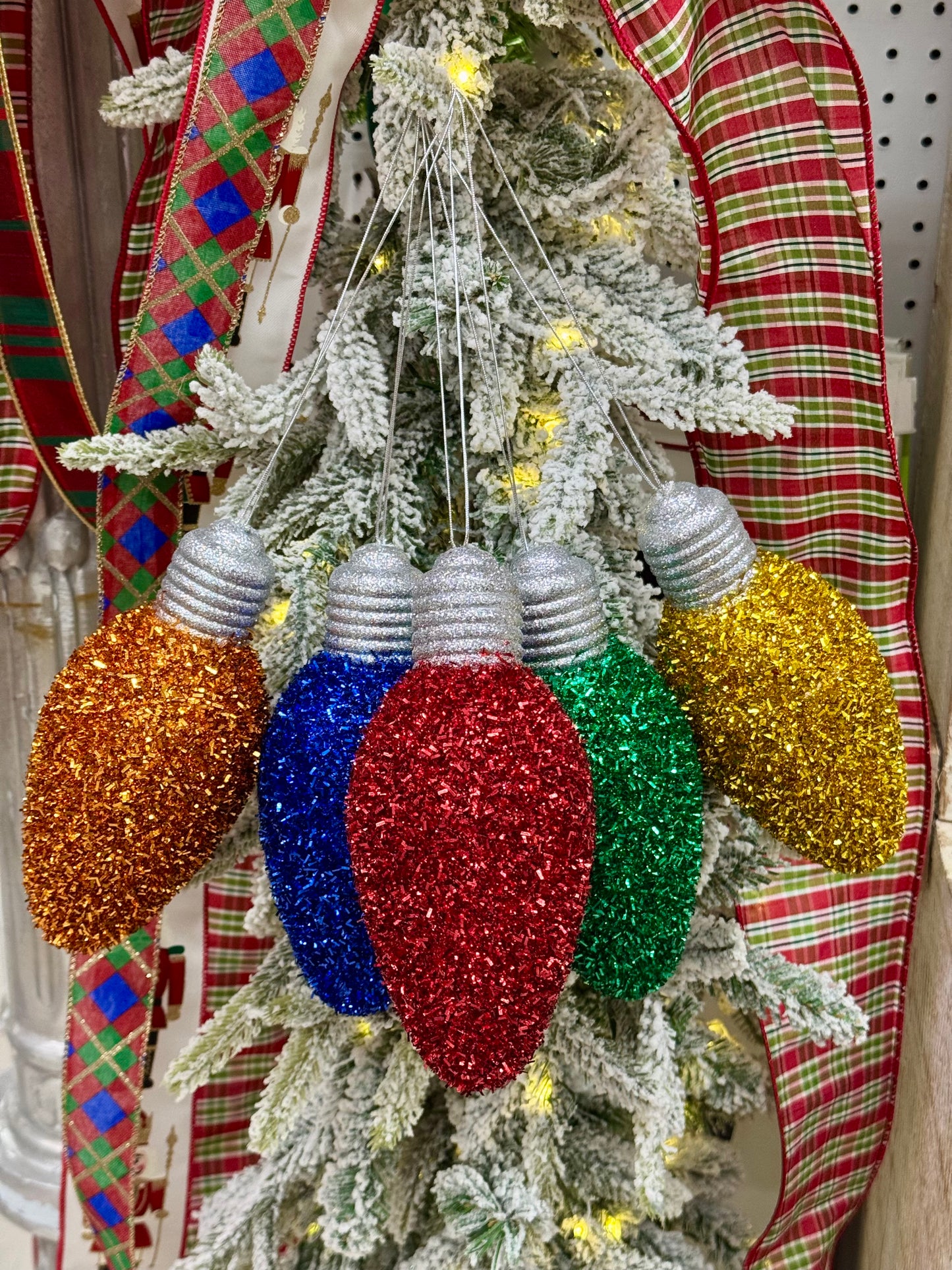 7 Inch Glitter Light Bulb Ornament Five Colors