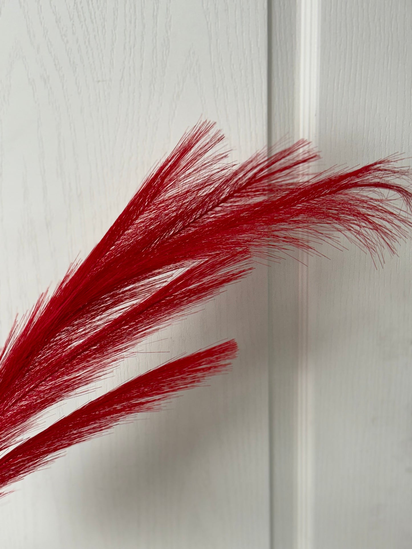 32.75 Inch Red Fabric Grass Plume Spray