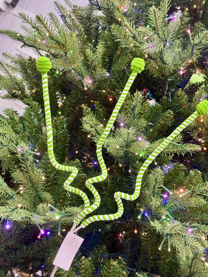 26 Inch Green And White Chenille Curly Spray