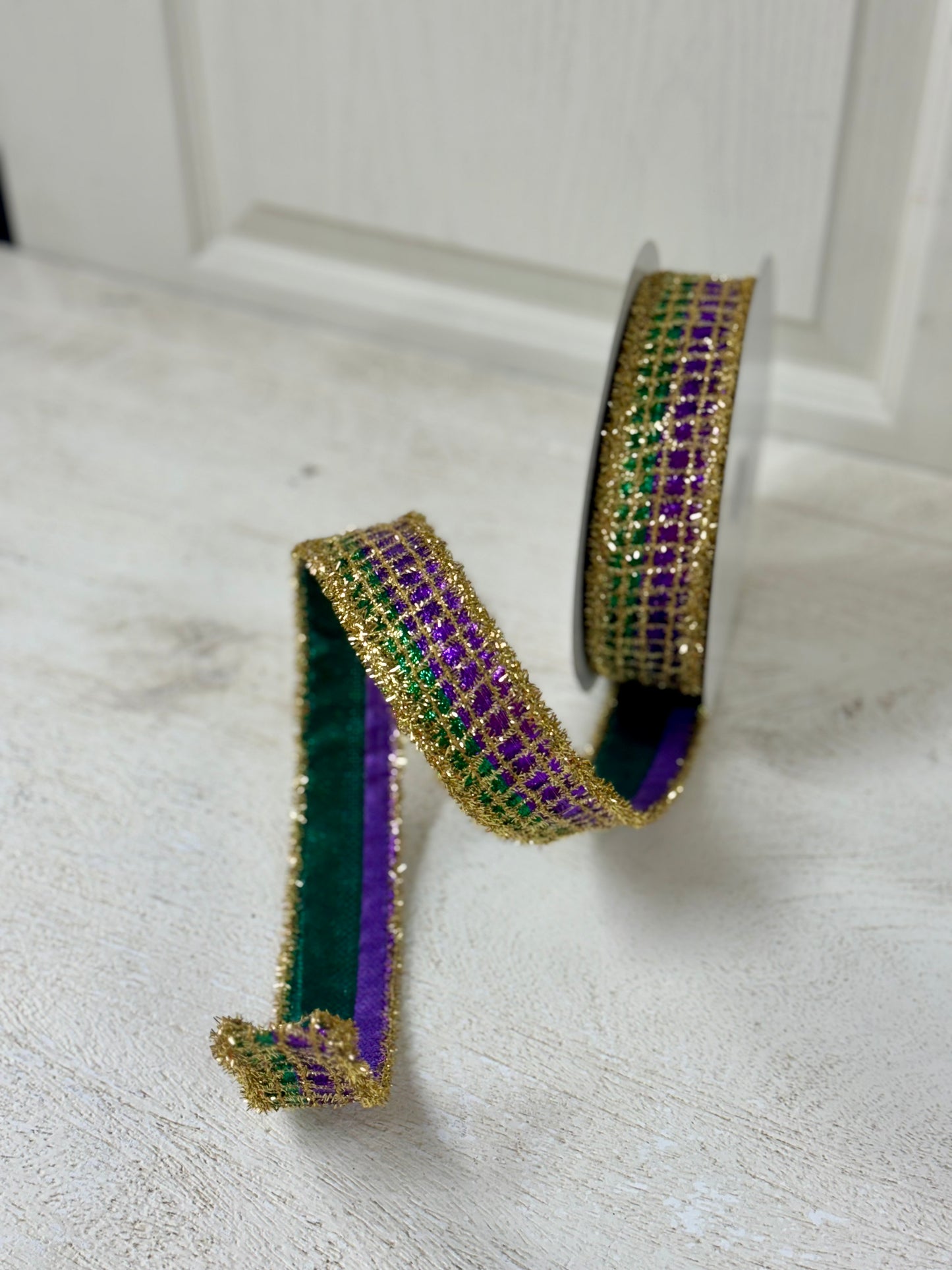 1.5 Inch By 10 Yard Mardi Gras Gold Tinsel Ribbon