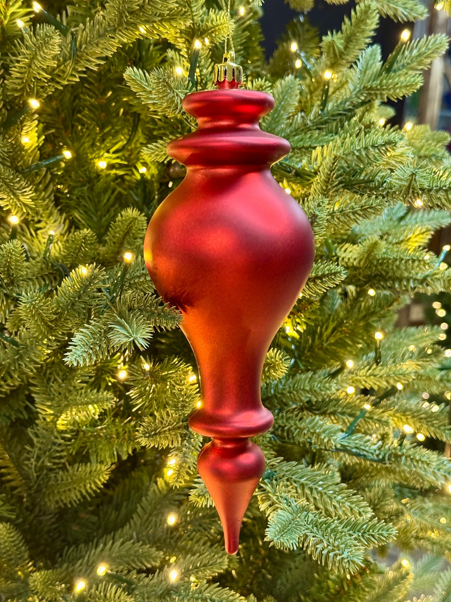 10 Inch Red Shiny Finial Ornament